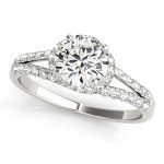 Multirow Engagement Ring, Side Stone Style, Round Shape, in Platinum - 83904