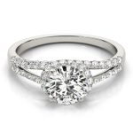 Multirow Engagement Ring, Side Stone Style, Round Shape, in Sterling Silver - 83904