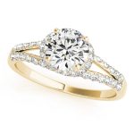 Multirow Engagement Ring, Side Stone Style, Round Shape, in Yellow Gold - 83904