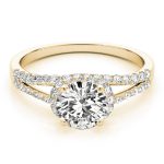 Multirow Engagement Ring, Side Stone Style, Round Shape, in Yellow Gold - 83904