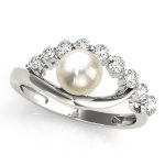 Color Fashion Ring, Pearl Shape, in White Gold - 83953