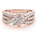 Three Stone Engagement Ring, Round Shape, in Rose Gold - 83988