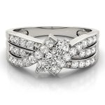 Three Stone Engagement Ring, Round Shape, in White Gold - 83988