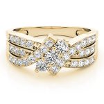 Three Stone Engagement Ring, Round Shape, in Yellow Gold - 83988