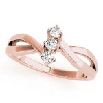 Three Stone Engagement Ring, Round Shape, in Rose Gold - 83996