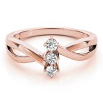 Three Stone Engagement Ring, Round Shape, in Rose Gold - 83996