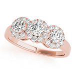 Three Stone Engagement Ring, Round Shape, in Rose Gold - 84006