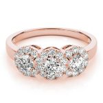 Three Stone Engagement Ring, Round Shape, in Rose Gold - 84006