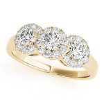 Three Stone Engagement Ring, Round Shape, in Yellow Gold - 84006