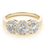 Three Stone Engagement Ring, Round Shape, in Yellow Gold - 84006