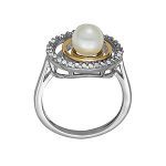 Color Fashion Ring, Pearl Shape, in Platinum - 84028