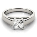 Trellis Engagement Ring, Side Stone Style, Square Shape, in Sterling Silver - 84040