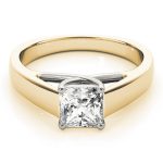 Trellis Engagement Ring, Side Stone Style, Square Shape, in Yellow Gold - 84040