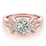 Halo Engagement Ring, Round Shape, in Rose Gold - 84053