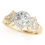 Halo Engagement Ring, Round Shape, in Yellow Gold - 84053