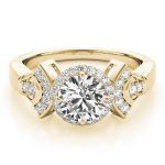 Halo Engagement Ring, Round Shape, in Yellow Gold - 84053