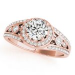 Halo Engagement Ring, Round Shape, in Rose Gold - 84058