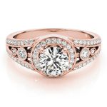 Halo Engagement Ring, Round Shape, in Rose Gold - 84058