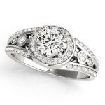 Halo Engagement Ring, Round Shape, in White Gold - 84058