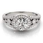 Halo Engagement Ring, Round Shape, in White Gold - 84058