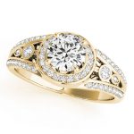 Halo Engagement Ring, Round Shape, in Yellow Gold - 84058