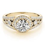 Halo Engagement Ring, Round Shape, in Yellow Gold - 84058