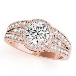 Halo Engagement Ring, Round Shape, in Rose Gold - 84059