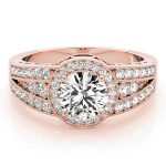 Halo Engagement Ring, Round Shape, in Rose Gold - 84059