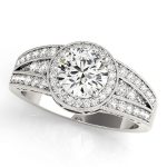 Halo Engagement Ring, Round Shape, in Sterling Silver - 84059