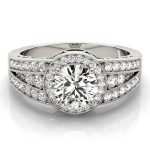 Halo Engagement Ring, Round Shape, in Sterling Silver - 84059