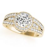 Halo Engagement Ring, Round Shape, in Yellow Gold - 84059