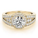 Halo Engagement Ring, Round Shape, in Yellow Gold - 84059