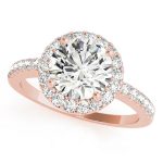 Halo Engagement Ring, Round Shape, in Rose Gold - 84062