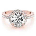 Halo Engagement Ring, Round Shape, in Rose Gold - 84062