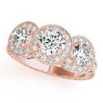 Three Stone Engagement Ring, Round Shape, in Rose Gold - 84080