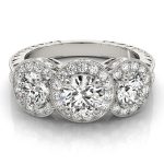 Three Stone Engagement Ring, Round Shape, in Sterling Silver - 84080