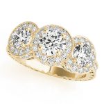 Three Stone Engagement Ring, Round Shape, in Yellow Gold - 84080