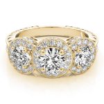 Three Stone Engagement Ring, Round Shape, in Yellow Gold - 84080