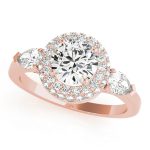 Halo Engagement Ring, Round Shape, in Rose Gold - 84118