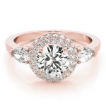 Halo Engagement Ring, Round Shape, in Rose Gold - 84118