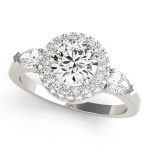 Halo Engagement Ring, Round Shape, in White Gold - 84118