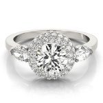 Halo Engagement Ring, Round Shape, in Sterling Silver - 84118