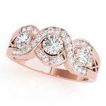 Three Stone Engagement Ring, Round Shape, in Rose Gold - 84119