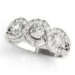 Three Stone Engagement Ring, Round Shape, in Sterling Silver - 84119