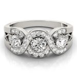 Three Stone Engagement Ring, Round Shape, in Platinum - 84119