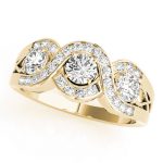 Three Stone Engagement Ring, Round Shape, in Yellow Gold - 84119