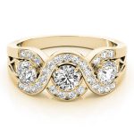 Three Stone Engagement Ring, Round Shape, in Yellow Gold - 84119