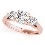 Three Stone Engagement Ring, Round Shape, in Rose Gold - 84124