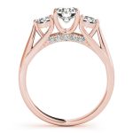 Three Stone Engagement Ring, Round Shape, in Rose Gold - 84124