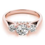 Three Stone Engagement Ring, Round Shape, in Rose Gold - 84124